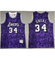 Men Los Angeles Lakers Shaq O'Neal 34 Purple Constellation Edition Hardwood Classic Mitchll Ness NBA Jersey Men Los Angeles Lakers Shaq O'Neal 34 Purple Constellation Edition Hardwood Classic Mitchll Ness NBA Jersey