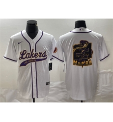 Men Los Angeles Lakers White 24 Mamba Big Logo Cool Base Stitched Baseball Jersey Men Los Angeles Lakers White 24 Mamba Big Logo Cool Base Stitched Baseball Jersey
