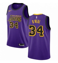 Mens Nike Los Angeles Lakers 34 Shaquille ONeal Swingman Purple NBA Jersey City Editi Mens Nike Los Angeles Lakers 34 Shaquille ONeal Swingman Purple NBA Jersey City Editi