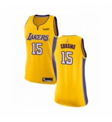 Womens Los Angeles Lakers 15 DeMarcus Cousins Authentic Gold Basketball Jersey Icon Edition 