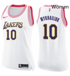 Womens Nike Los Angeles Lakers 10 Sviatoslav Mykhailiuk Swingman White Pink Fashion NBA Jersey Womens Nike Los Angeles Lakers 10 Sviatoslav Mykhailiuk Swingman White Pink Fashion NBA Jersey