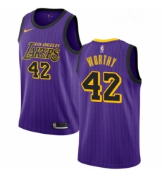 Womens Nike Los Angeles Lakers 42 James Worthy Swingman Purple NBA Jersey City Edition Womens Nike Los Angeles Lakers 42 James Worthy Swingman Purple NBA Jersey City Edition