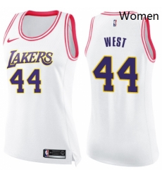 Womens Nike Los Angeles Lakers 44 Jerry West Swingman WhitePink Fashion NBA Jersey Womens Nike Los Angeles Lakers 44 Jerry West Swingman WhitePink Fashion NBA Jersey