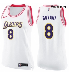 Womens Nike Los Angeles Lakers 8 Kobe Bryant Swingman WhitePink Fashion NBA Jersey Womens Nike Los Angeles Lakers 8 Kobe Bryant Swingman WhitePink Fashion NBA Jersey