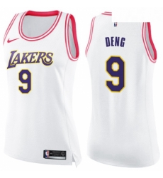 Womens Nike Los Angeles Lakers 9 Luol Deng Swingman WhitePink Fashion NBA Jersey Womens Nike Los Angeles Lakers 9 Luol Deng Swingman WhitePink Fashion NBA Jersey