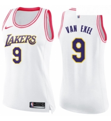 Womens Nike Los Angeles Lakers 9 Nick Van Exel Swingman WhitePink Fashion NBA Jersey Womens Nike Los Angeles Lakers 9 Nick Van Exel Swingman WhitePink Fashion NBA Jersey