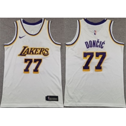 Youth Los Angeles Lakers 77 Luka Doncic White 2025 Association Edition Stitched Basketball Jersey