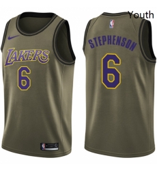 Youth Nike Los Angeles Lakers 6 Lance Stephenson Swingman Green Salute to Service NBA Jersey Youth Nike Los Angeles Lakers 6 Lance Stephenson Swingman Green Salute to Service NBA Jersey