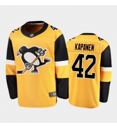 Men Pittsburgh Penguins 42 Kasperi Kapanen Yellow Stitched NHL Jersey Men Pittsburgh Penguins 42 Kasperi Kapanen Yellow Stitched NHL Jersey