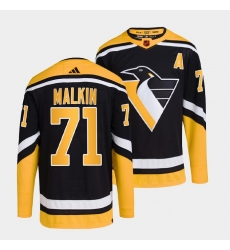 Men Pittsburgh Penguins 71 Evgeni Malkin Black 2022 23 Reverse Retro Stitched Jersey Men Pittsburgh Penguins 71 Evgeni Malkin Black 2022 23 Reverse Retro Stitched Jersey