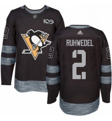 Mens Adidas Pittsburgh Penguins 2 Chad Ruhwedel Authentic Black 1917 2017 100th Anniversary NHL Jersey Mens Adidas Pittsburgh Penguins 2 Chad Ruhwedel Authentic Black 1917 2017 100th Anniversary NHL Jersey