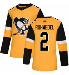 Mens Adidas Pittsburgh Penguins 2 Chad Ruhwedel Premier Gold Alternate NHL Jersey Mens Adidas Pittsburgh Penguins 2 Chad Ruhwedel Premier Gold Alternate NHL Jersey