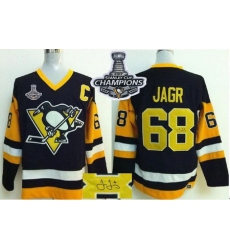 Penguins #68 Jaromir Jagr Black CCM Throwback Autographed 2017 Stanley Cup Finals Champions Stitched NHL Jersey Penguins #68 Jaromir Jagr Black CCM Throwback Autographed 2017 Stanley Cup Finals Champions Stitched NHL Jersey