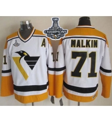 Penguins #71 Evgeni Malkin White Yellow CCM Throwback 2017 Stanley Cup Finals Champions Stitched NHL Jersey Penguins #71 Evgeni Malkin White Yellow CCM Throwback 2017 Stanley Cup Finals Champions Stitched NHL Jersey