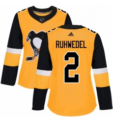 Womens Adidas Pittsburgh Penguins 2 Chad Ruhwedel Authentic Gold Alternate NHL Jersey Womens Adidas Pittsburgh Penguins 2 Chad Ruhwedel Authentic Gold Alternate NHL Jersey