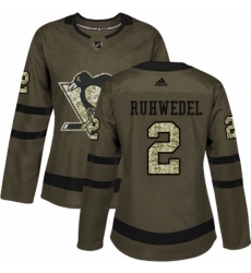 Womens Adidas Pittsburgh Penguins 2 Chad Ruhwedel Authentic Green Salute to Service NHL Jersey Womens Adidas Pittsburgh Penguins 2 Chad Ruhwedel Authentic Green Salute to Service NHL Jersey
