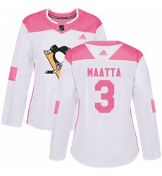 Womens Adidas Pittsburgh Penguins 3 Olli Maatta Authentic WhitePink Fashion NHL Jersey Womens Adidas Pittsburgh Penguins 3 Olli Maatta Authentic WhitePink Fashion NHL Jersey