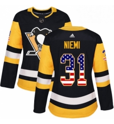 Womens Adidas Pittsburgh Penguins 31 Antti Niemi Authentic Black USA Flag Fashion NHL Jersey Womens Adidas Pittsburgh Penguins 31 Antti Niemi Authentic Black USA Flag Fashion NHL Jersey