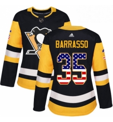 Womens Adidas Pittsburgh Penguins 35 Tom Barrasso Authentic Black USA Flag Fashion NHL Jersey Womens Adidas Pittsburgh Penguins 35 Tom Barrasso Authentic Black USA Flag Fashion NHL Jersey
