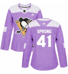 Womens Adidas Pittsburgh Penguins 41 Daniel Sprong Authentic Purple Fights Cancer Practice NHL Jersey Womens Adidas Pittsburgh Penguins 41 Daniel Sprong Authentic Purple Fights Cancer Practice NHL Jersey