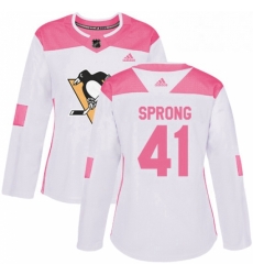Womens Adidas Pittsburgh Penguins 41 Daniel Sprong Authentic WhitePink Fashion NHL Jersey Womens Adidas Pittsburgh Penguins 41 Daniel Sprong Authentic WhitePink Fashion NHL Jersey