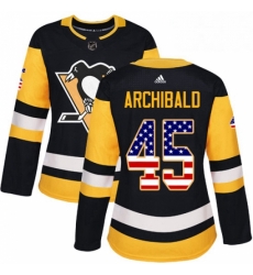 Womens Adidas Pittsburgh Penguins 45 Josh Archibald Authentic Black USA Flag Fashion NHL Jersey Womens Adidas Pittsburgh Penguins 45 Josh Archibald Authentic Black USA Flag Fashion NHL Jersey
