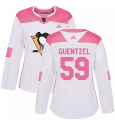 Womens Adidas Pittsburgh Penguins 59 Jake Guentzel Authentic WhitePink Fashion NHL Jersey Womens Adidas Pittsburgh Penguins 59 Jake Guentzel Authentic WhitePink Fashion NHL Jersey