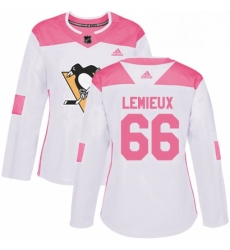 Womens Adidas Pittsburgh Penguins 66 Mario Lemieux Authentic WhitePink Fashion NHL Jersey Womens Adidas Pittsburgh Penguins 66 Mario Lemieux Authentic WhitePink Fashion NHL Jersey