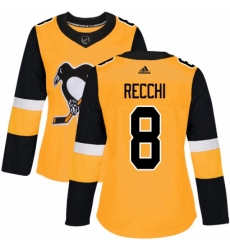Womens Adidas Pittsburgh Penguins 8 Mark Recchi Authentic Gold Alternate NHL Jersey Womens Adidas Pittsburgh Penguins 8 Mark Recchi Authentic Gold Alternate NHL Jersey