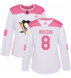 Womens Adidas Pittsburgh Penguins 8 Mark Recchi Authentic WhitePink Fashion NHL Jersey Womens Adidas Pittsburgh Penguins 8 Mark Recchi Authentic WhitePink Fashion NHL Jersey