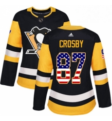 Womens Adidas Pittsburgh Penguins 87 Sidney Crosby Authentic Black USA Flag Fashion NHL Jersey Womens Adidas Pittsburgh Penguins 87 Sidney Crosby Authentic Black USA Flag Fashion NHL Jersey