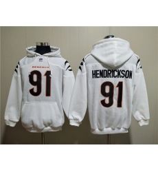 Men Cincinnati Bengals 91 Trey Hendrickson White Pullover Hoodie Men Cincinnati Bengals 91 Trey Hendrickson White Pullover Hoodie