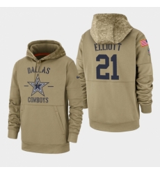 Mens Dallas Cowboys 21 Ezekiel Elliott 2019 Salute to Service Sideline Therma Pullover Hoodie Tan Mens Dallas Cowboys 21 Ezekiel Elliott 2019 Salute to Service Sideline Therma Pullover Hoodie Tan