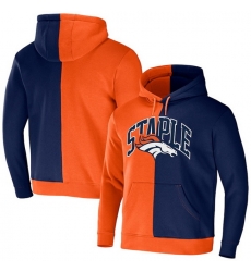 Men Denver Broncos Orange Navy Split Logo Pullover Hoodie Men Denver Broncos Orange Navy Split Logo Pullover Hoodie