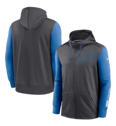 Men Detroit Lions Charcoal Blue Fan Gear Mascot Performance Full Zip Hoodie Men Detroit Lions Charcoal Blue Fan Gear Mascot Performance Full Zip Hoodie