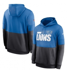 Men Detroit Lions Nike Sideline Impact Lockup Performance Pullover Hoodie Blue Charcoal Men Detroit Lions Nike Sideline Impact Lockup Performance Pullover Hoodie Blue Charcoal