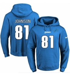 NFL Mens Nike Detroit Lions 81 Calvin Johnson Blue Name Number Pullover Hoodie NFL Mens Nike Detroit Lions 81 Calvin Johnson Blue Name Number Pullover Hoodie