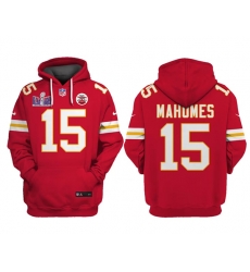 Men Kansas City Chiefs 15 Patrick Mahomes Red Super Bowl LVIII Patch Pullover Hoodie Men Kansas City Chiefs 15 Patrick Mahomes Red Super Bowl LVIII Patch Pullover Hoodie
