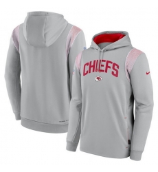 Men Kansas City Chiefs Grey Sideline Stack Performance Pullover Hoodie 001 Men Kansas City Chiefs Grey Sideline Stack Performance Pullover Hoodie 001