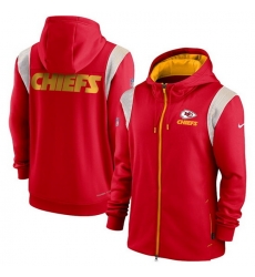 Men Kansas City Chiefs Red Performance Sideline Lockup Full Zip Hoodie Men Kansas City Chiefs Red Performance Sideline Lockup Full Zip Hoodie