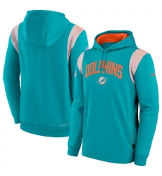 Men Miami Dolphins Aqua Sideline Stack Performance Pullover Hoodie 002 Men Miami Dolphins Aqua Sideline Stack Performance Pullover Hoodie 002