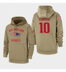 Mens New England Patriots 10 Josh Gordon 2019 Salute to Service Sideline Therma Pullover Hoodie Tan Mens New England Patriots 10 Josh Gordon 2019 Salute to Service Sideline Therma Pullover Hoodie Tan