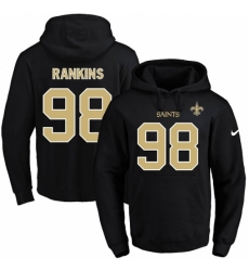 NFL Mens Nike New Orleans Saints 98 Sheldon Rankins Black Name Number Pullover Hoodie NFL Mens Nike New Orleans Saints 98 Sheldon Rankins Black Name Number Pullover Hoodie