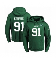 Football Mens New York Jets 91 Bronson Kaufusi Green Name Number Pullover Hoodie Football Mens New York Jets 91 Bronson Kaufusi Green Name Number Pullover Hoodie