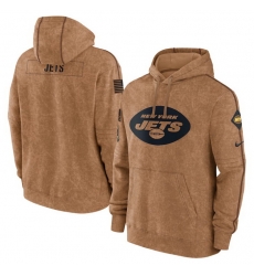 Men New York Jets 2023 Brown Salute To Service Pullover Hoodie Men New York Jets 2023 Brown Salute To Service Pullover Hoodie