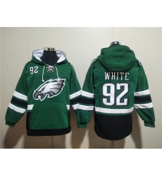Men Philadelphia Eagles 92 Reggie White Green Ageless Must Have Lace Up Pullover Hoodie Men Philadelphia Eagles 92 Reggie White Green Ageless Must Have Lace Up Pullover Hoodie