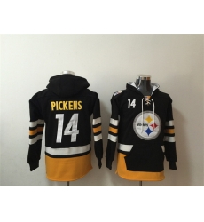 Men Pittsburgh Steelers 14 George Pickens Black Ageless Must Have Lace Up Pullover Hoodie