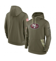 Men San Francisco 49ers 2022 Olive Salute To Service Therma Performance Pullover Hoodie Men San Francisco 49ers 2022 Olive Salute To Service Therma Performance Pullover Hoodie