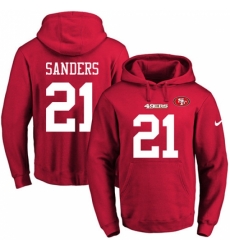 NFL Mens Nike San Francisco 49ers 21 Deion Sanders Red Name Number Pullover Hoodie NFL Mens Nike San Francisco 49ers 21 Deion Sanders Red Name Number Pullover Hoodie