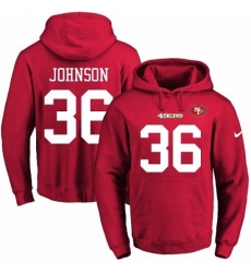 NFL Mens Nike San Francisco 49ers 36 Dontae Johnson Red Name Number Pullover Hoodie NFL Mens Nike San Francisco 49ers 36 Dontae Johnson Red Name Number Pullover Hoodie